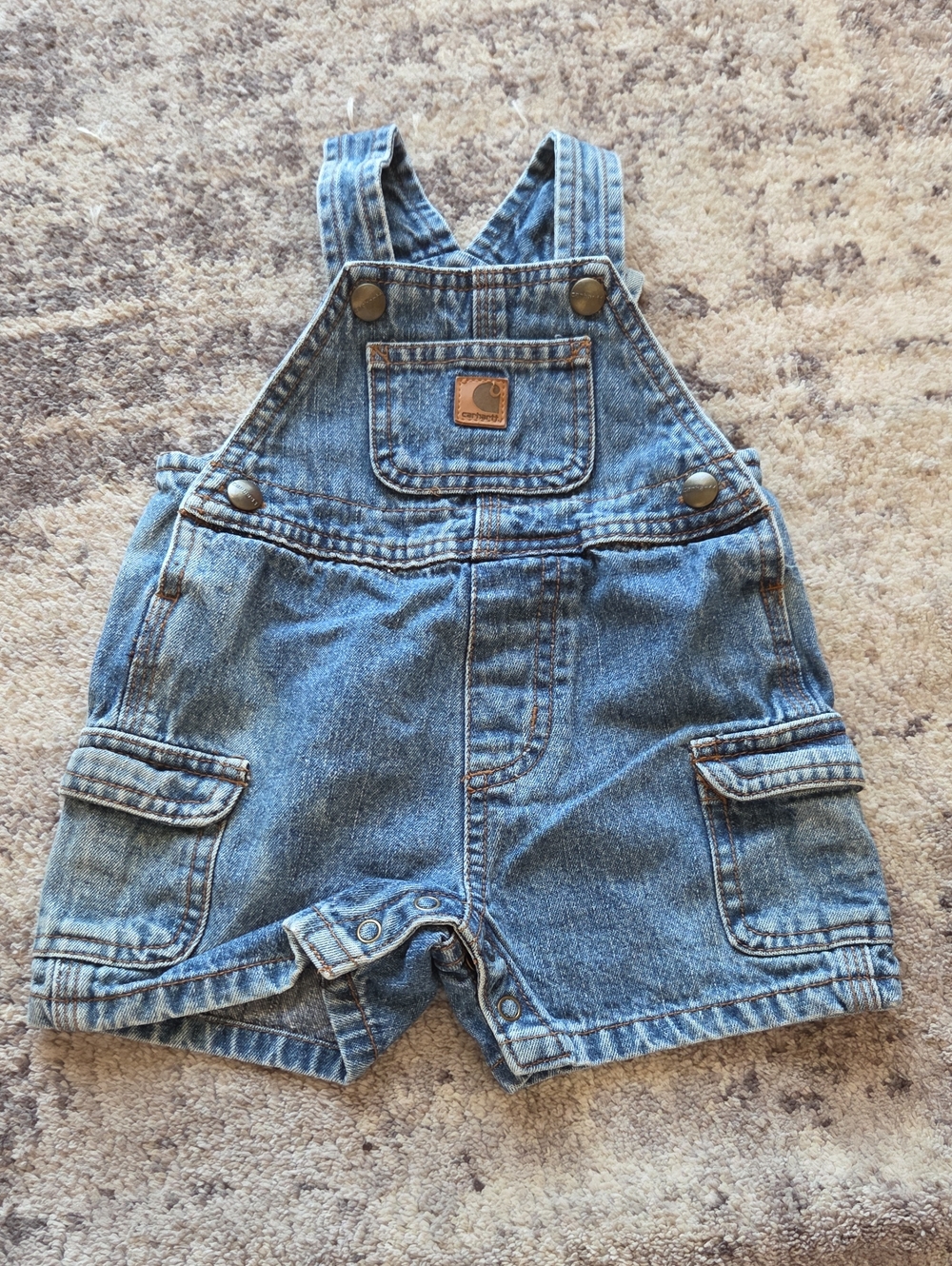 Carhartt Infant Denim Short Overalls Size 6 Months